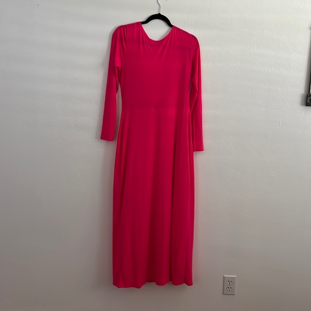 Nastygal Hot Pink Long Sleeve Formal Dress